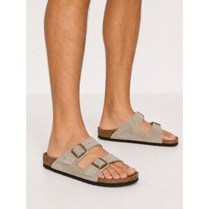 Birkenstock Arizona Suede Taupe Soft Footbed Sandals Mens 10 EU 43 Regular
